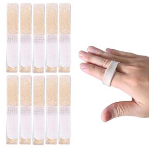 10 Pack Buddy Tape Finger Straps With Padded No-Slip Hook and Loop Are A Washable and Reusable Finger Splint Solution To Support Injured Fingers (Black)
