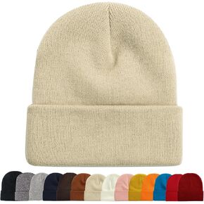 ZOORON 1&2 Packs Beanie for Men Women Men's Beanie Hat Acrylic Knit Cuff Beanie Cap Slouchy Knit Skull Cap Warm Winter hat