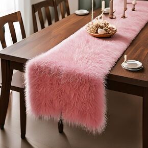 White Fur Table Runner,Table Runner for Soft Luxury Winter Decor Xmas Table Runner Decorations Party Birthday Dresser Cover Coffee Table Runner(White, 12x70 inches)