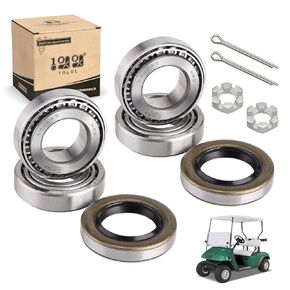 10L0L Golf Cart EZGO Front Axle Wheel Hub Bearings & Oil Seals Kit for EZGO TXT 1976 UP Gas & Electric, OEM# 50892-G1,25146-G1, 70895G01(2 Sets)