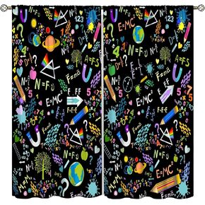 Decor Curtains for Kids Room,Colorful Fun Cartoon Education Numbers Alphabet Learning Print Rod Pocket Window Treatments Drapes for Baby Child Toddler Bedroom42x45in