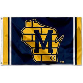 Milwaukee Brewers M Outline State of Wisconsin 3x5 Foot Grommet Banner Flag