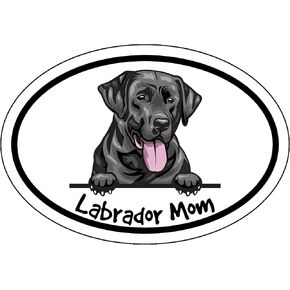 WickedGoodz Oval Labrador Mom Decal - Black Lab Dog Bumper Sticker - for Laptops Tumblers Windows Cars Trucks Walls