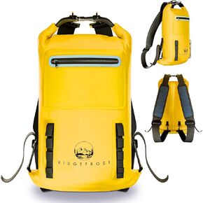 20L Dry Bag - Roll Top & Roll Bottom Lightweight Waterproof Backpack w/ 2 Compartments - Kayak Accessories w/ Cooler for Food & Drinks - Waterproof Boat Bag for Outdoors - Yellow Dry Bag Backpack