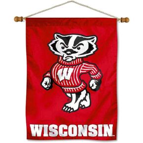 College Flags & Banners Co. Wisconsin Badgers Bucky Badger Banner with Hanging Pole