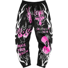 GORGLITTER Men's Slogan Skeleton Print Graphic Sweatpants Drawstring Waist Slant Pocket Long Jogger Pants