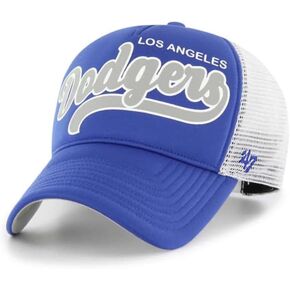 47 Los Angeles Dodgers Hat Womens Foam Adjustable Trucker Hat Mesh Baseball Cap, Snapback, Royal Blue, One Size