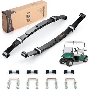 10L0L Golf Cart Heavy Duty 3 Leaf Spring Kit with Bushings & Sleeves & U Bolts Compatible with EZGO TXT Medalist 1995-2013, OEM# 70506-G01, 74135-G01, 74207-G01, 74207-G03 (2 Packs)