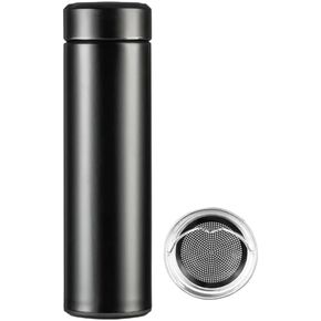 LIQUID WATER BOTTLE, 40oz Stainless Steel Water Bottle with Time Display and Leak-Proof Flip Top, Motivational Quote for Fitness, Gym, Work, Travel (Black) (Black), large