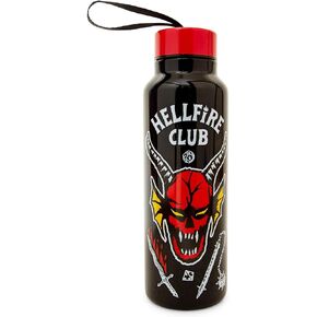Stranger Things Hellfire Club Stainless Steel Water Bottle With Strap | Double-Walled Metal Sports Jug | Holds 27 Ounces