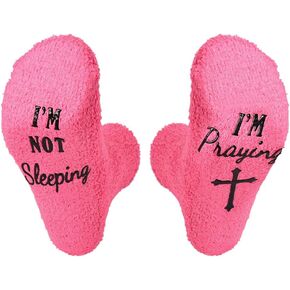 Funny Christian Gifts Socks for Women Faith Cross Gifts for Mom Birthday Gifts from Daughter Sister Friendship Gifts for Best Friends Religious Gifts for Her Pink Cozy Socks for Grandma Gifts
