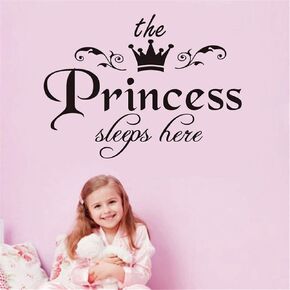 QISHENG The Princess Sleeps Here Wall Decal Vinyl Sticker for Kids Baby Girls Bedroom Decoration Nursery Home Decor Mural Design (The Princess Sleeps here, 40cm X 30cm(15.7"X11.8"）)