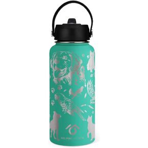 Animal Rescue Water Bottle with Straw Lid | 32 oz Engraved Stainless Steel Insulated with Strap | Best Friends, Pets, and Animals Themed