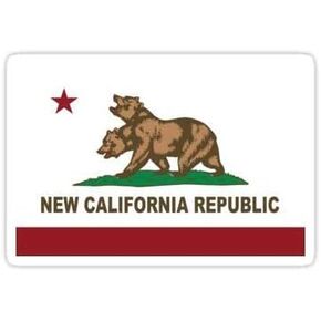 (Set of 3) New California Republic Flag Distressed Decal Sticker - Sticker Graphic - Auto, Wall, Laptop, Cell, Truck Sticker for Windows, Cars, Trucks