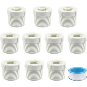 10 PCS Reducing Nipple, PVC Pipe Fittings Reducer Bushing Coupling Pipe Adapter Connectors(3/4 Inch x 1/2 Inch)