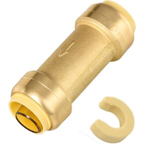 (Pack of 2) EFIELD 1/2-inch Push Fit Check Valve, LF Brass Plumbing Fitting For Copper, Pex, CPVC Tube with Disconnect Clip