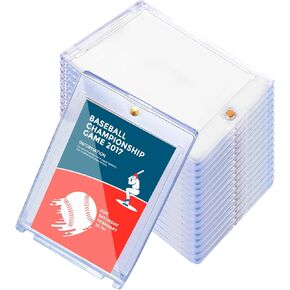 40 Pcs 130 Pt Acrylic Magnetic Card Holders One Touch Card Holder Clear Card Protectors Hard Plastic Magnetic Card Case for Sports Baseball Trading Card Storing Displaying( 2.5 x 3.54 Inch)