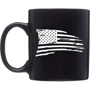 Rogue River Tactical USA Tattered Distressed Flag Coffee Mug USA Flag American Novelty Cup Gift For Any Patriot USA Flag