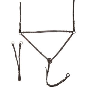 Exion Designer Horse Breastplate with Loop for Girth Attachment and Wither with Running Attachment for Horse Neck | English Leather Horse Elastic Breastplate