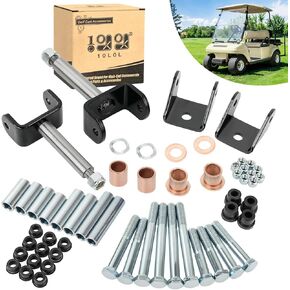 10L0L Golf Cart Front End Rebuild Kit fits Club Car DS 1993-Up Gas & Electric Models with Kingpins/Delta A arm bushings/Front Leaf Spring Bushings and Bolts/Clevis, silver