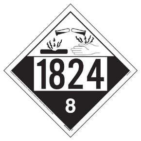 1824 Placard, Class 8 Corrosive 25-pk. - 10.75" x 10.75" Polycoated Tagboard for Temporary Applications - J. J. Keller & Associates - Complies with DOT Hazmat Placard Requirements