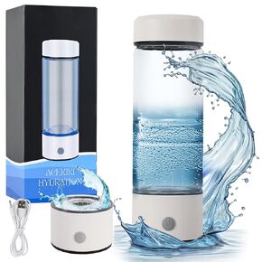 Hydrogen Water Bottle Generator - 460ml Portable Alkaline Hydrogen-Rich Water Maker, Premium Stainless Steel & Borosilicate Glass, SPE/PEM Technology, Ideal for Home, Office, Exercise, and Travel