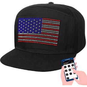 LED Message Display Baseball Cap, Bluetooth Editable, Cool Hat for Party, Black