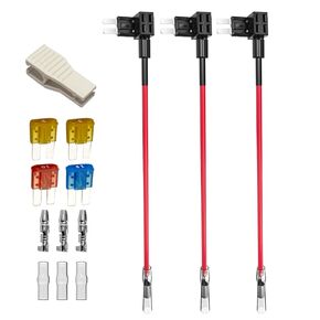 Gebildet 12V-24V Standard Add-a-Circuit Fuse Tap, ATS Medium Piggy Back Blade Fuse Holder with Wire Harness, 6 pcs Standard Fuse (3A 5A 7.5A 10A 15A 20A) and Fuse Puller (Pack of 4)