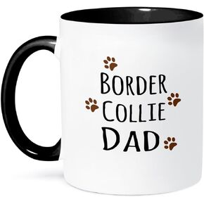 3dRose Border Collie Dog Dad Mug, 11 oz, Black