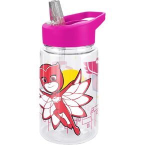 LOGOVISION PJ Masks Kids Tritan Plastic Water Bottle with Straw Lid and Handle, Reusable Tumbler for Toddlers, Unisex for Girls and Boys, 12oz, Big Owlette