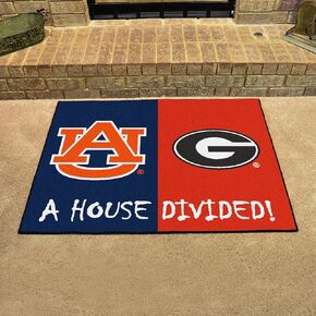 FANMATS 18894 NCAA House Divided Auburn/Georgia House Divided Mat