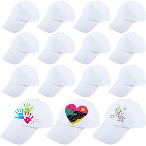 Adult DIY Baseball Caps Bulk White Blank Baseball Hat Adjustable Sport Ball Cap for Men Women Running Fishing Travel