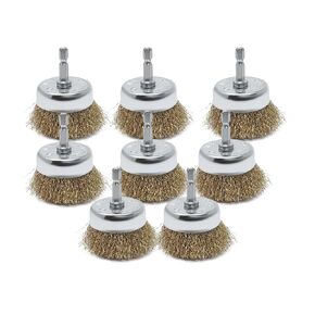 LINE10 Tools 8pk 2" Wire Cup Brush for Drill, 2-inch Diameter, Brass-Coated