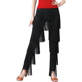 Women's Tassels Fringe Dance Pants Ballroom Latin Tango Salsa Practice Performance Dancing Costume