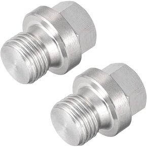 uxcell M27 X 1.5 Male Outer Hex Head Plug - 304 Stainless Steel Solid Thread Corrosion Resistant Bung Plug Pipe Fitting 2Pcs