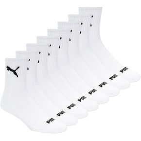 PUMA Men's 8 Pack Athletic Cushioned High Quarter Crew Socks