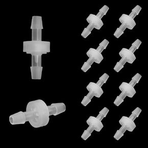 Woogim 10 Pcs One-Way Plastic Check Valve 1/8"(3MM) Hose Barb Non Return Valve for Fuel Gas Liquid Air Water Oil (White)