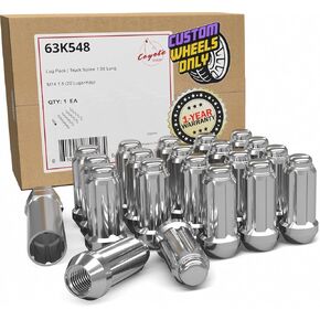 Wheel Accessories Parts 20 Pcs M14x1.5 14x1.5 Thread Truck 2.00" Long Spline Lug Nuts Chrome 6 Spline Hex Fits 1990-99 Chevy C1500 GMC 1500 2012-18 Ram 1500 2019+ Ram 1500 Classic