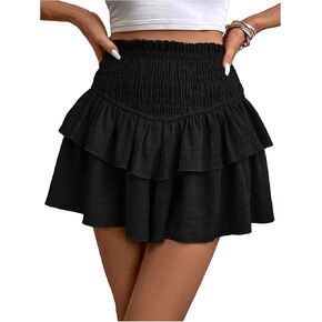SOLY HUX Women's High Waist Ruffle Flowy Mini Skorts Layered Casual Beach Shorts