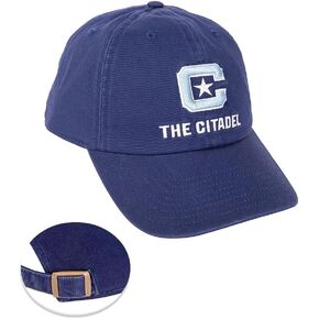 Desert Cactus The Citadel University Baseball Hat Military College of South Carolina Bulldogs Brimmed Embroirderd Hats Cap Adjustable Cloth Strap Adult (Style 1) Blue