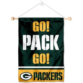 Green Bay Packers Go Pack Go Banner Window Wall Hanging Flag with Suction Cup