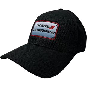 Dodge Charger Flexfit Patch Hat - Embroidered Fitted Cap - Officially Licensed by Dodge Black