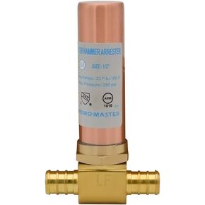 HYDRO MASTER Tee Water Hammer Arrestor，Clean Brass,1/2" Pex x 1/2" Pex