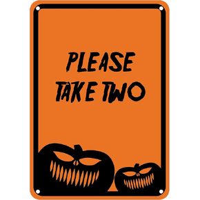 لافتة الهالوين المصنوعة من الألومنيوم العاكسة "Please Take Two" مقاس 10 بوصة × 14 بوصة (HW-0552-RA)