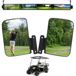 Golf Cart Mirror, HKOO Universal Folding Side Mirror and 4 Panel Rear View Mirror fits Golf Carts EZGO, Club CAR