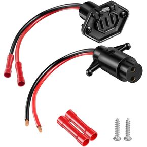 Trolling Motor Plug, 12V-24V 8 Gauge 2 Wire Trolling Motor Plug and Receptacle Compatible with Minn Kota Marine Boat Kayak, Quick Connect Trolling Motor Socket