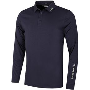 2024 J.Lindeberg Tour Tech Longsleeve Golf Polo Navy Melange X-Large in Kuwait