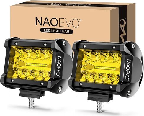 NAOEVO 4 inch LED Pod Lights, 120W 12,000LM LED Fog/Driving/Off Road Lights LED Light Bar with Spot Flood Combo, LED Cube Work Lights for Truck Boat ATV UTV Pickup Jeep, 2 Pcs (White) in Saudi Arabia