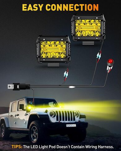 NAOEVO 4 inch LED Pod Lights, 120W 12,000LM LED Fog/Driving/Off Road Lights LED Light Bar with Spot Flood Combo, LED Cube Work Lights for Truck Boat ATV UTV Pickup Jeep, 2 Pcs (White) in Saudi Arabia