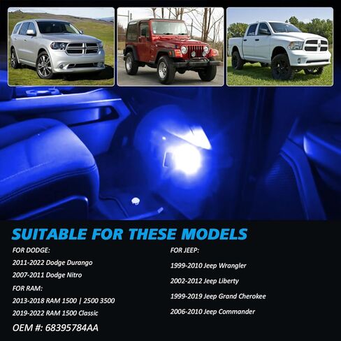 Bestview LED الداخلية ضوء مجاملة أضواء Footwell لدودج دورانجو رام 1500 2500 3500 الكلاسيكية نيترو جيب رانجلر قائد جراند شيروكي، تحت لوحة القيادة مجموعة مصباح الكلمة المجاملة، حزمة من 2 in Saudi Arabia